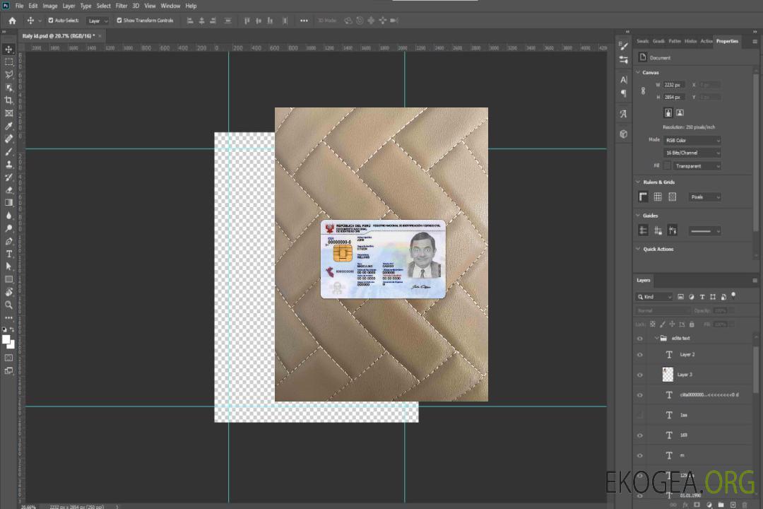 Photolook d'identité du Pérou AVANT template Photolook d'identité du Pérou AVANT template